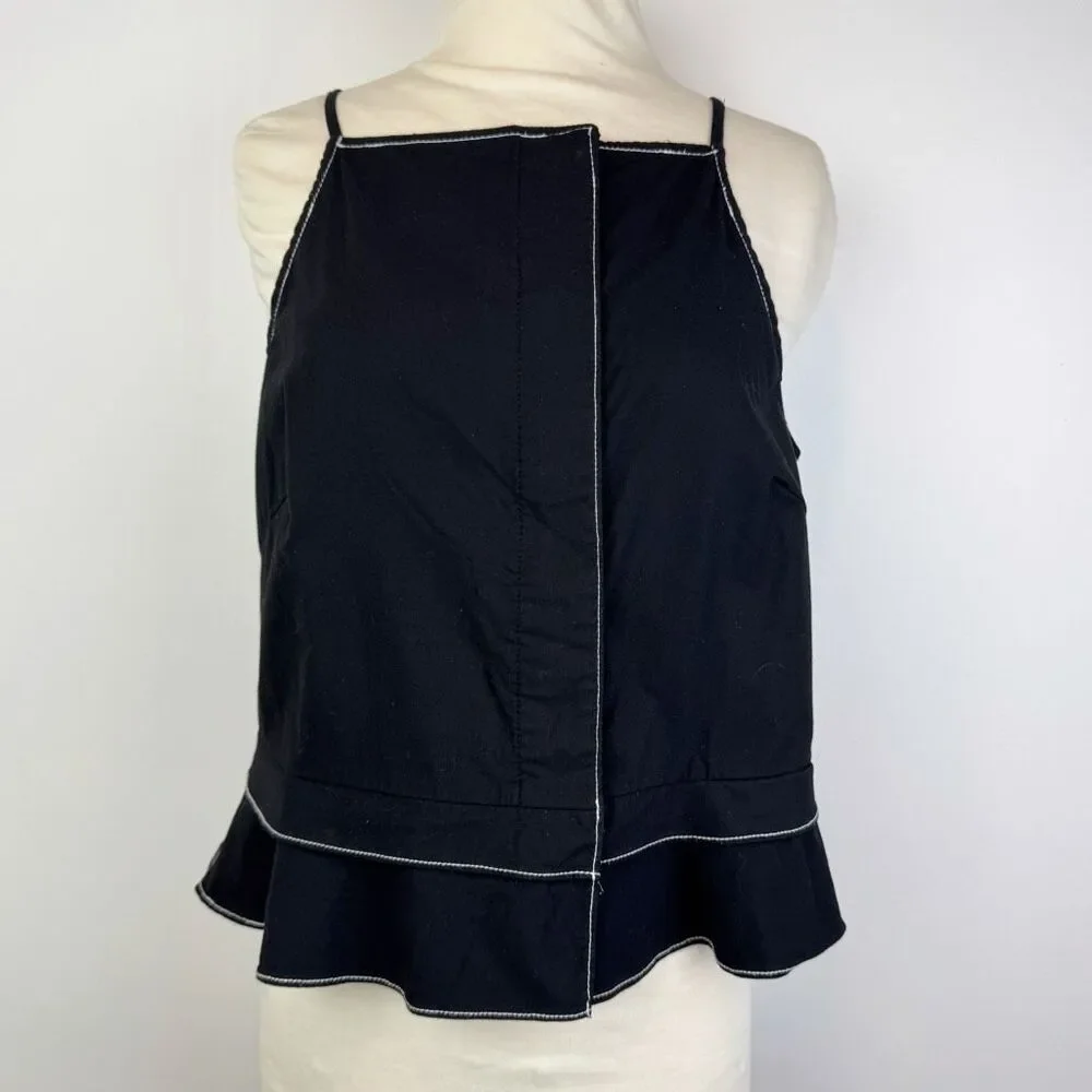 Maeve Tailored Square-Neck Peplum Top Medium minimalist structured - Picture 2 of 10